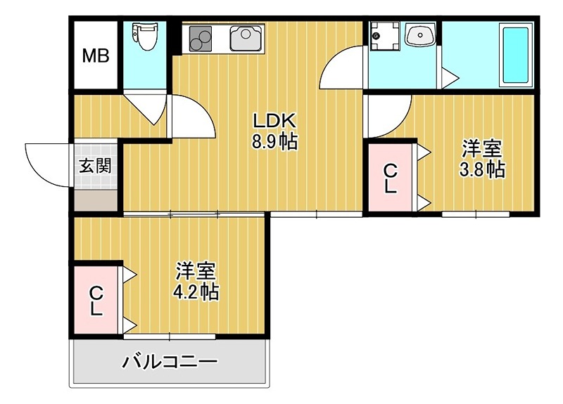 Ｄ　ｐｏｒｔａ　ｓｕｎｌｉｔ 間取り