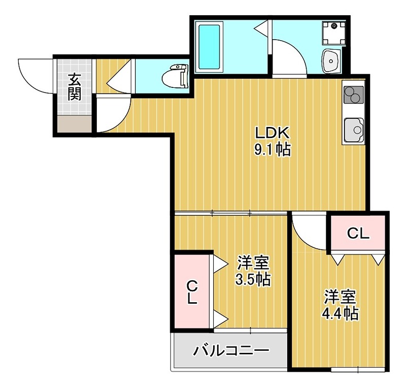 Ｄ　ｐｏｒｔａ　ｓｕｎｌｉｔ 間取り