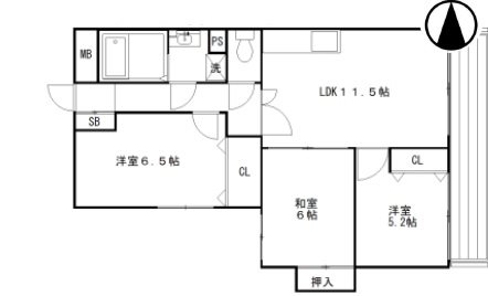 大阪府八尾市緑ヶ丘５丁目 間取り