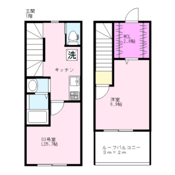39　VILLA　Nukui 間取り