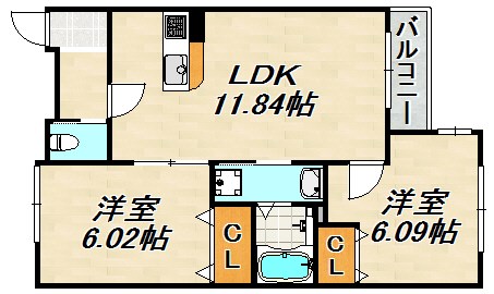 プレジール高取山町Ｂ棟 間取り図