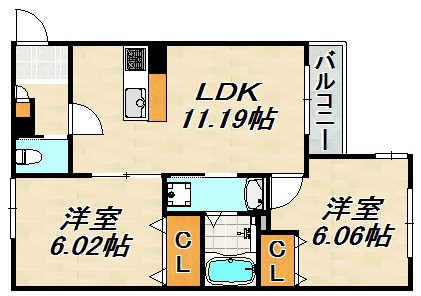 プレジール高取山町Ａ棟 間取り図