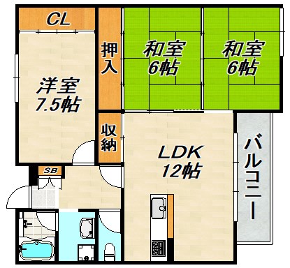 グリーンハイツ妙法寺B棟 間取り