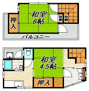 長尾町1丁目貸家 間取り図