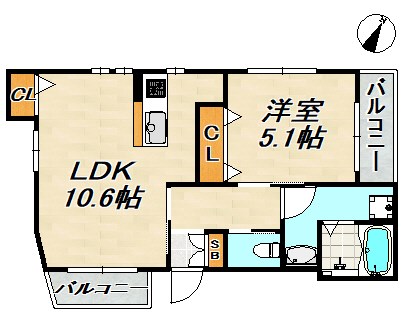 ＨＣフラッツ須磨関守Ⅱ 間取り図
