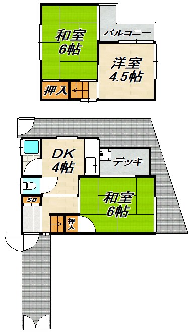 大手町2丁目貸家 間取り図
