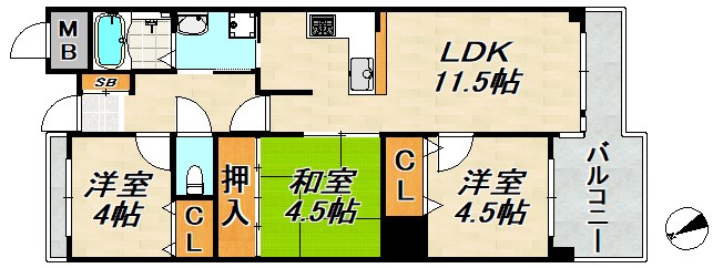 グリーンコーポ夢野 間取り図