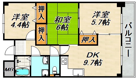 グリーンコート若草 間取り図
