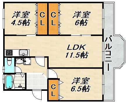 鈴蘭台ハウス3号棟 間取り図