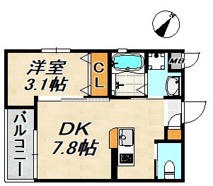 ワコーレヴィータ川西通 間取り図