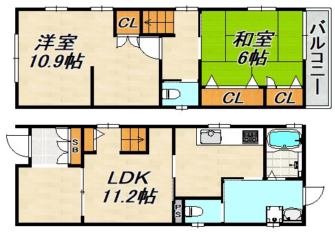 寺田町2丁目貸家 間取り図