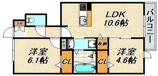 クローバー富士2号館 間取り