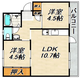 ドミールサニー君影町1号棟 間取り図