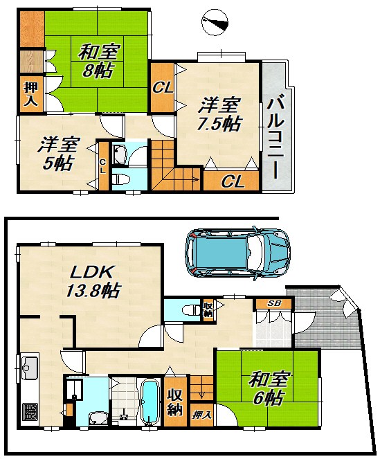 須磨区天神町4丁目戸建(4LDK) 間取り図