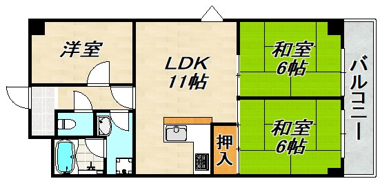 イスズハイツベル長田C棟 間取り図