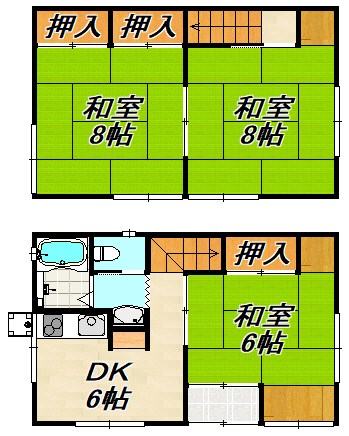 駒ヶ林町1丁目貸家 間取り図
