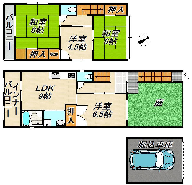 北五葉5丁目戸建貸家 間取り図
