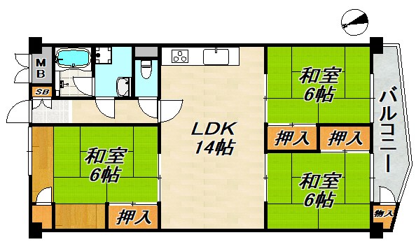 北須磨団地Ｆ号棟 間取り図