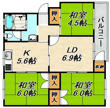 名谷1団地1号棟 間取り図