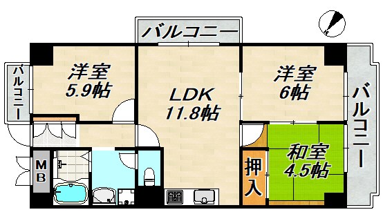 ベルダ鈴蘭台 間取り図