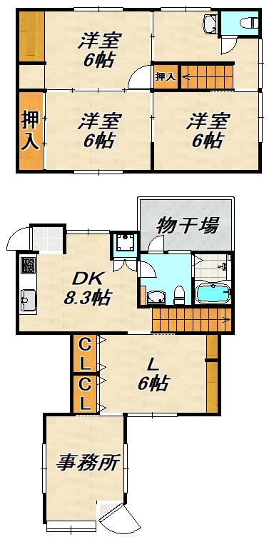 御船通事務所付き貸家 間取り