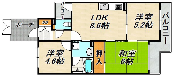 ヴェルドール上池田 間取り図