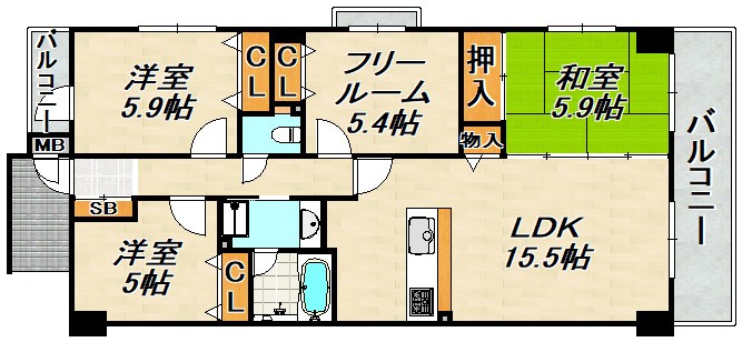 リベール須磨妙法寺 間取り図