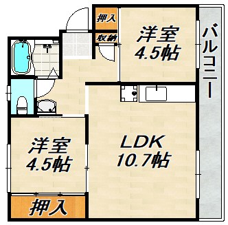 ドミールサニー君影町2号棟 間取り図