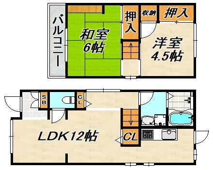 関守町3丁目貸家 間取り図