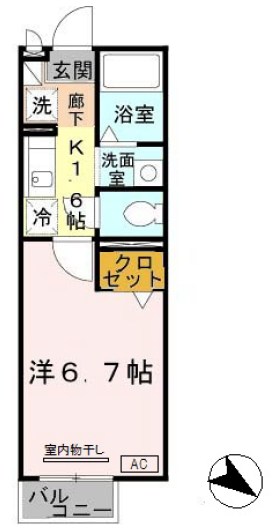 セジュール西代Ⅰ Ｂ 間取り図