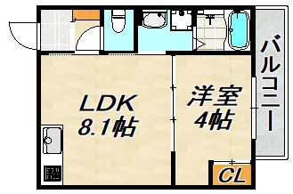 駒ヶ林アパートPJ A棟 間取り図