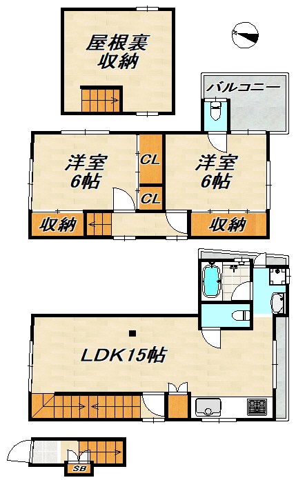 行幸町3丁目貸家(2SLDK) 間取り