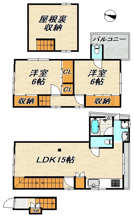 行幸町3丁目貸家(2SLDK) 間取り図