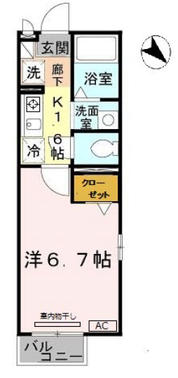 セジュール西代Ⅰ Ｂ 間取り図