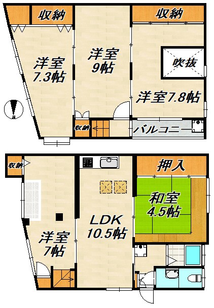 宮川町6丁目テラスハウス 間取り図