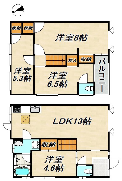 高取山町1丁目戸建(4LDK) 間取り図