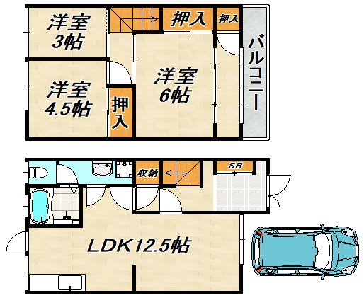 寺池町２丁目貸家 間取り図