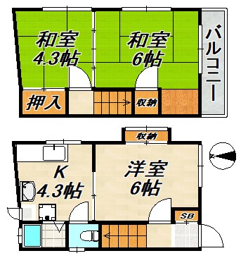 大日丘町１丁目(3K) 間取り図
