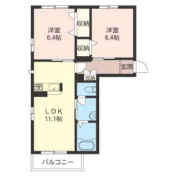 Via Sole Ⅱ 201号室 間取り