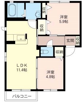 ハイツタートルヒルD 201号室 間取り