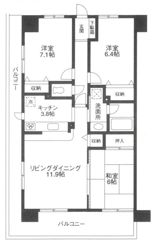 ベルヴィラ牛久 0901号室 間取り