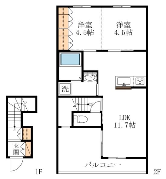 パ・マル逆井 202号室 間取り