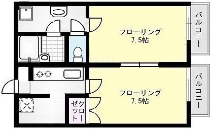 ルネス中村 X102号室 間取り