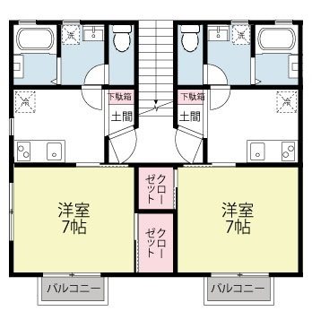 ビームⅩ ☓01～☓07（2F）号室 間取り