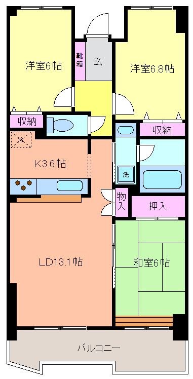 クレストコート我孫子 604号室 間取り