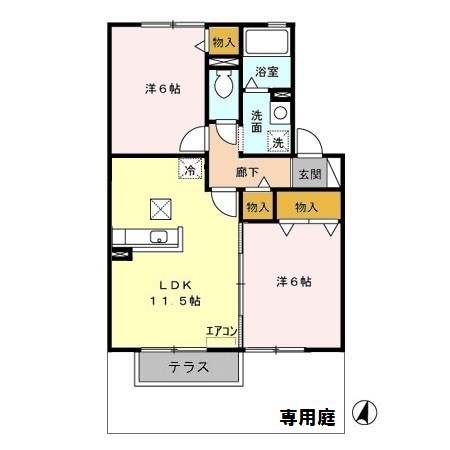 クレセントⅡ 201号室 間取り
