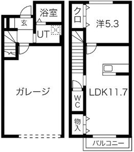 ガレージハウスM 106号室 間取り