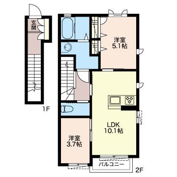 カーサ フェリス 202号室 間取り