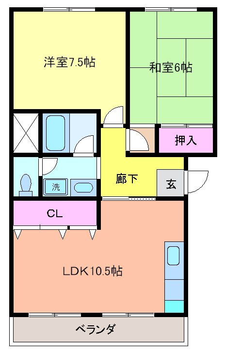 サバーバン1号棟 305号室 間取り