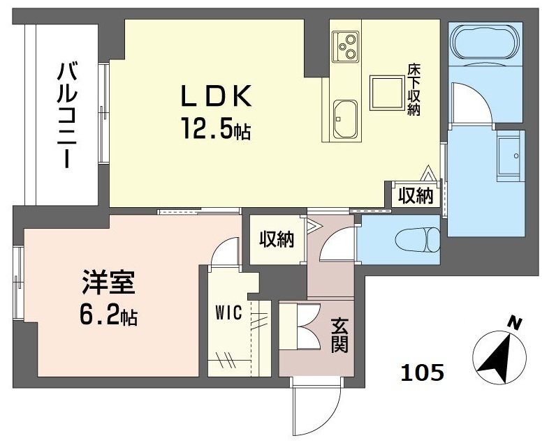 アルフラット天樂（テンラク） X105号室 間取り